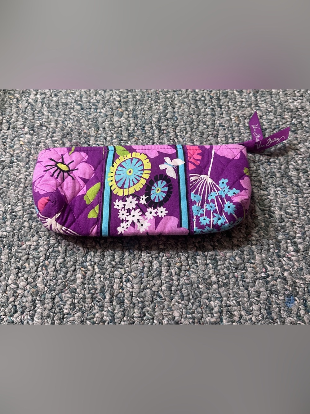 Vera Bradley Flutterby Purple Floral Quilted Cosmetic Pouch Cottagecore